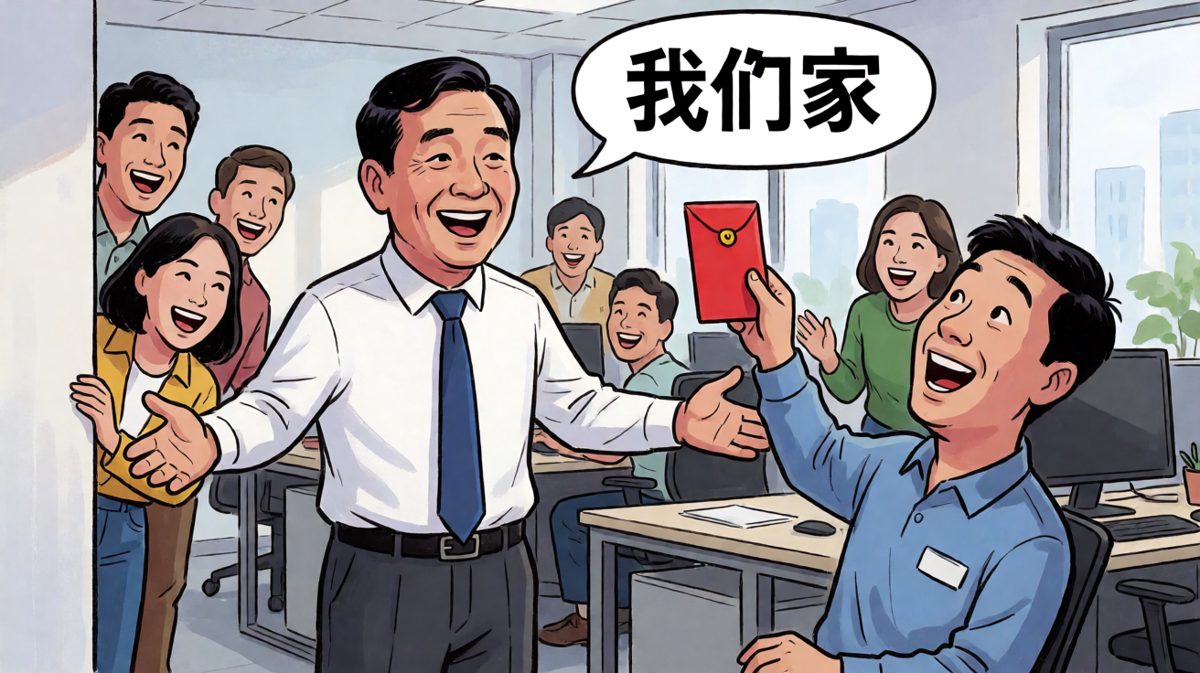 老板：我们公司是大家庭！ 员工：太好了！那按照家规，我是小辈，您得给我发压岁钱！ 老板：…… 员工：不给？那我走了。 老板：回来！给你给你！