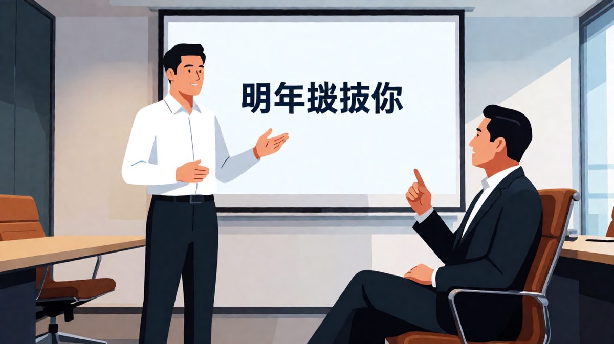 员工：什么时候能升职？老板：明年，好好干，我看好你，明年这个项目交给你带。