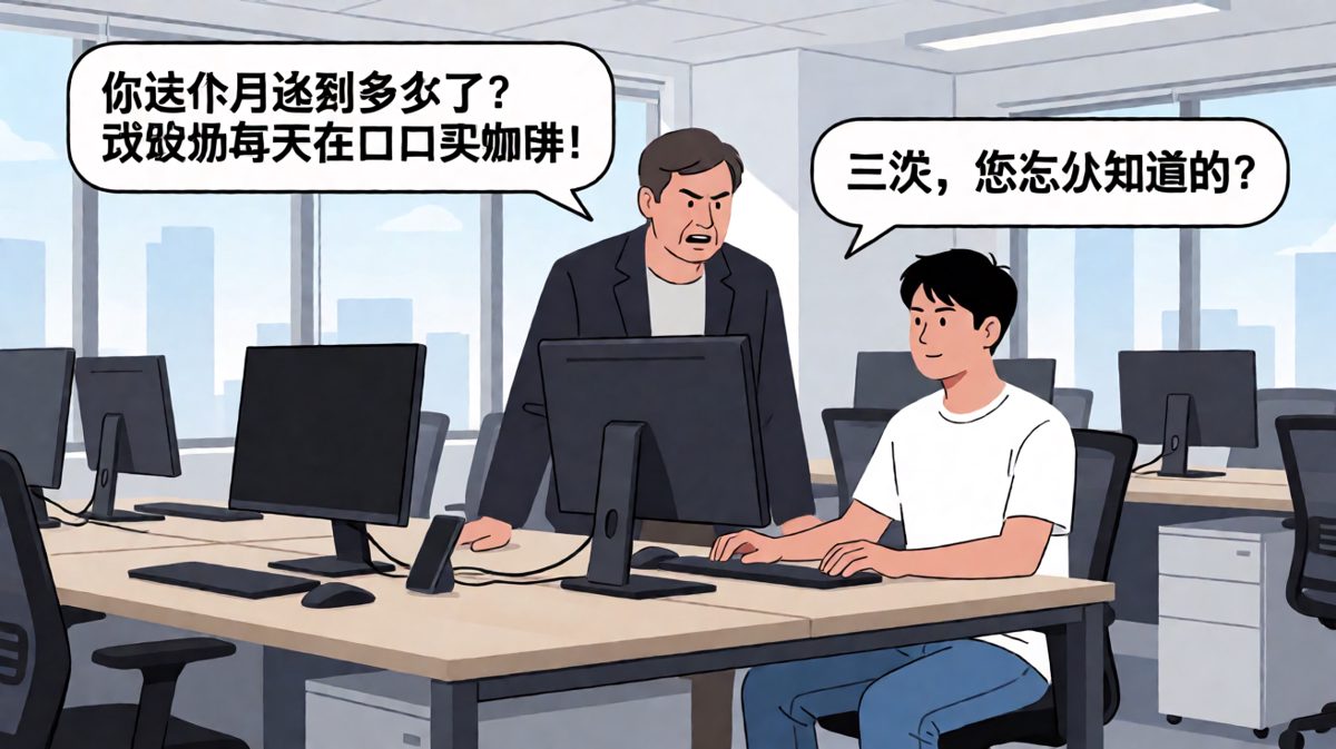 老板以为自己在暗访，结果只是每天在门口等咖啡