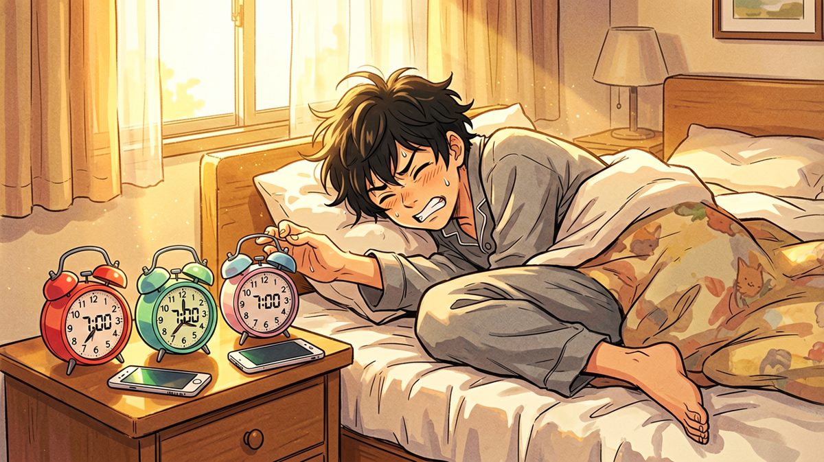 闹钟狂响，主角与睡眠做最后抗争