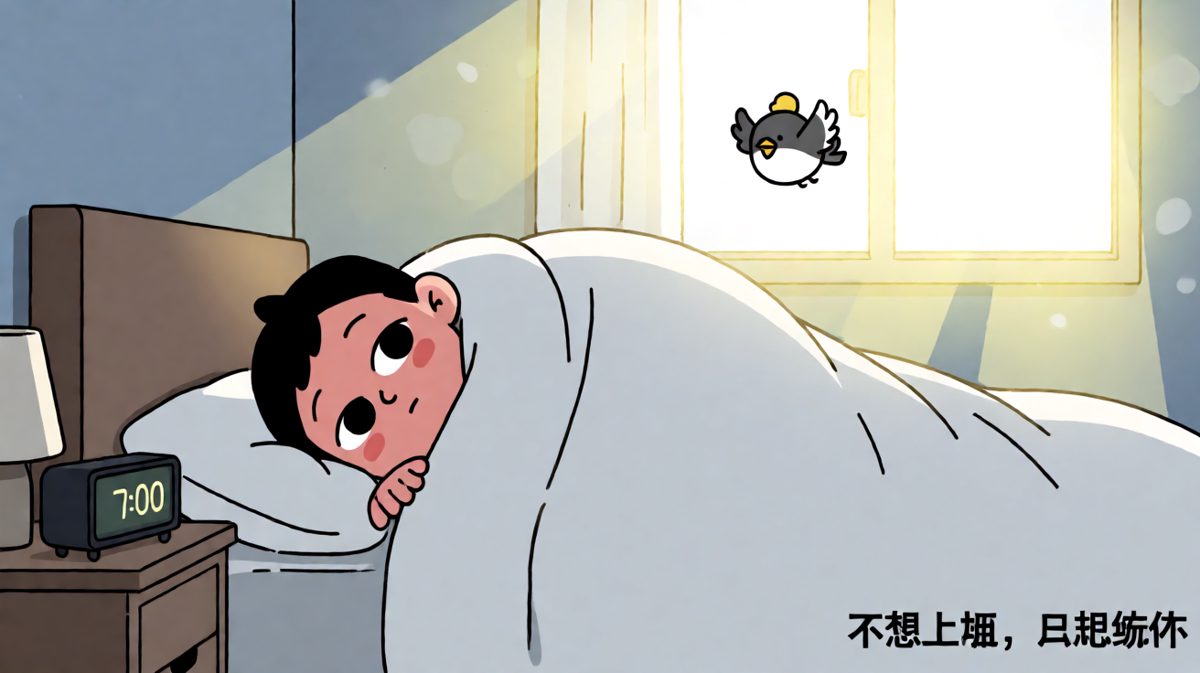 周一早上的打工人，被窝里封印着最后一点灵魂