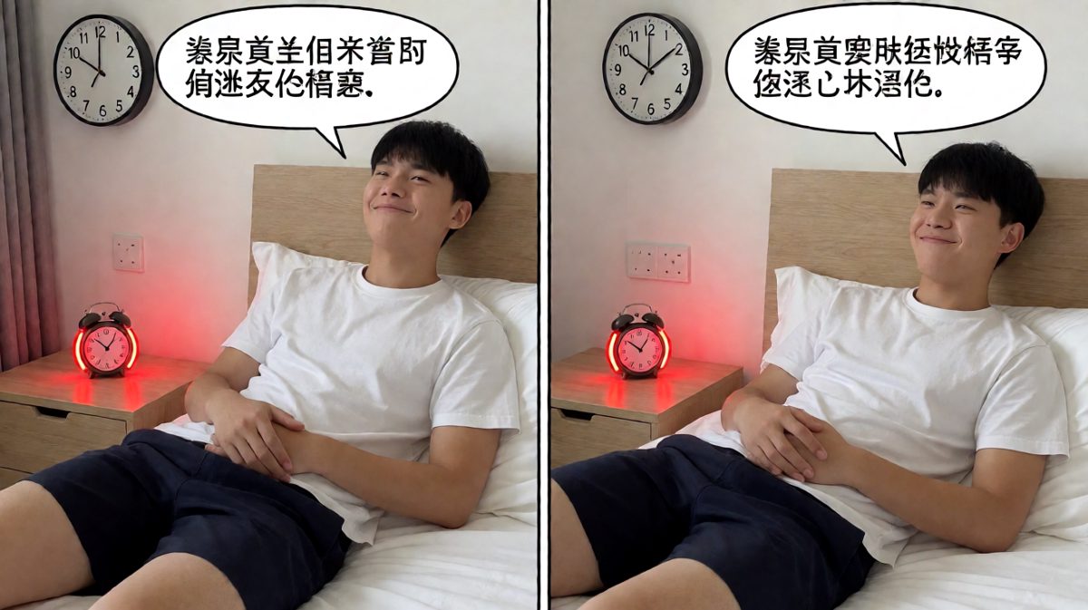 闹钟再次响起，主角浑然不觉还暗自得意