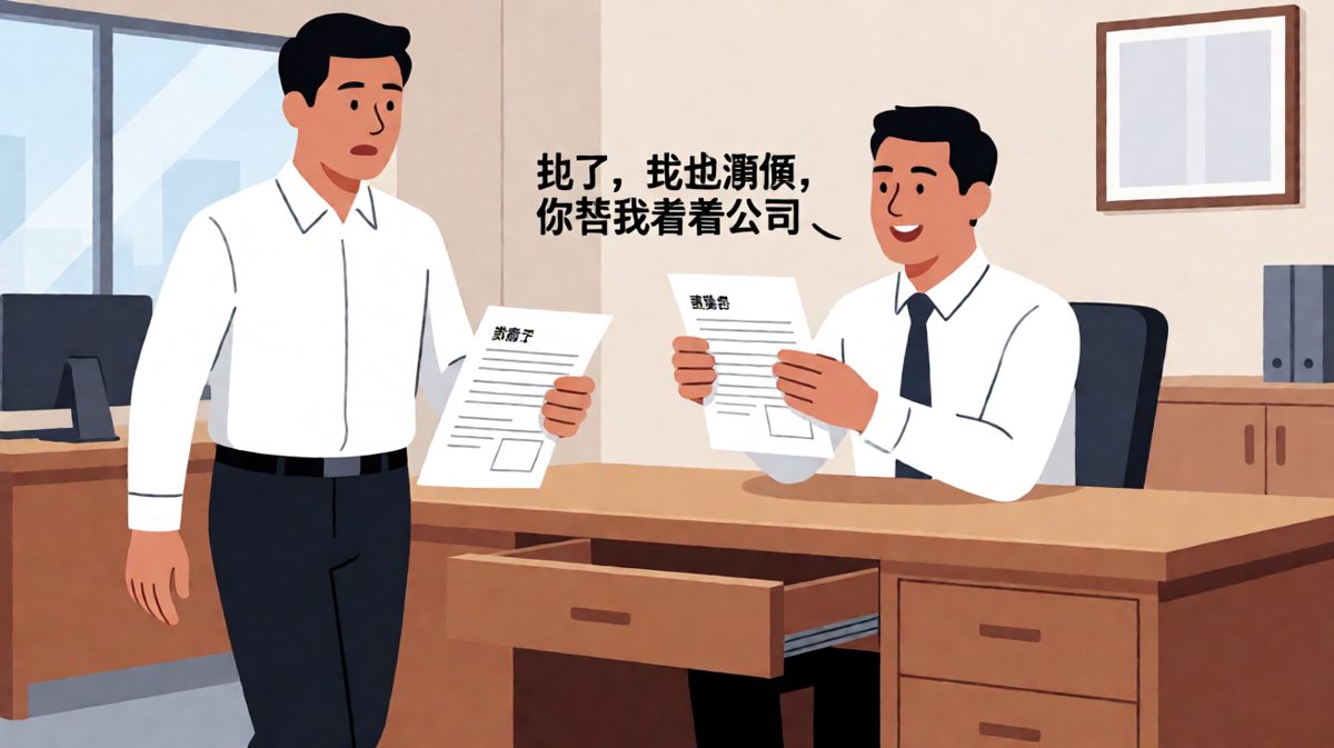 员工：老板，我想请三天年假……老板：批了！顺便我请半年，公司交给你了！