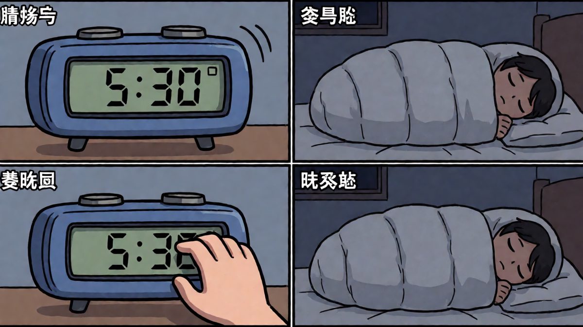 闹钟响起：再睡五分钟……
