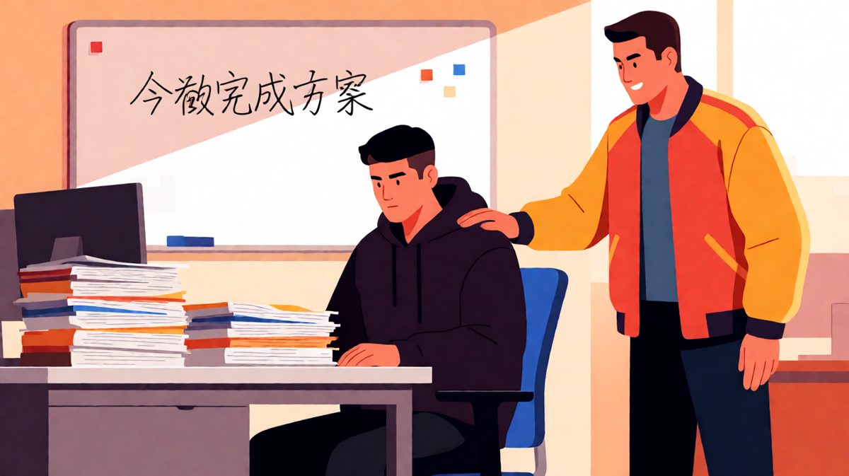 老板：今晚必须完成。员工：好的。老板：哦对了，你周末可以休息一下。员工：啊？那我之前加的班……老板：你不是一直在座位上坐着吗？