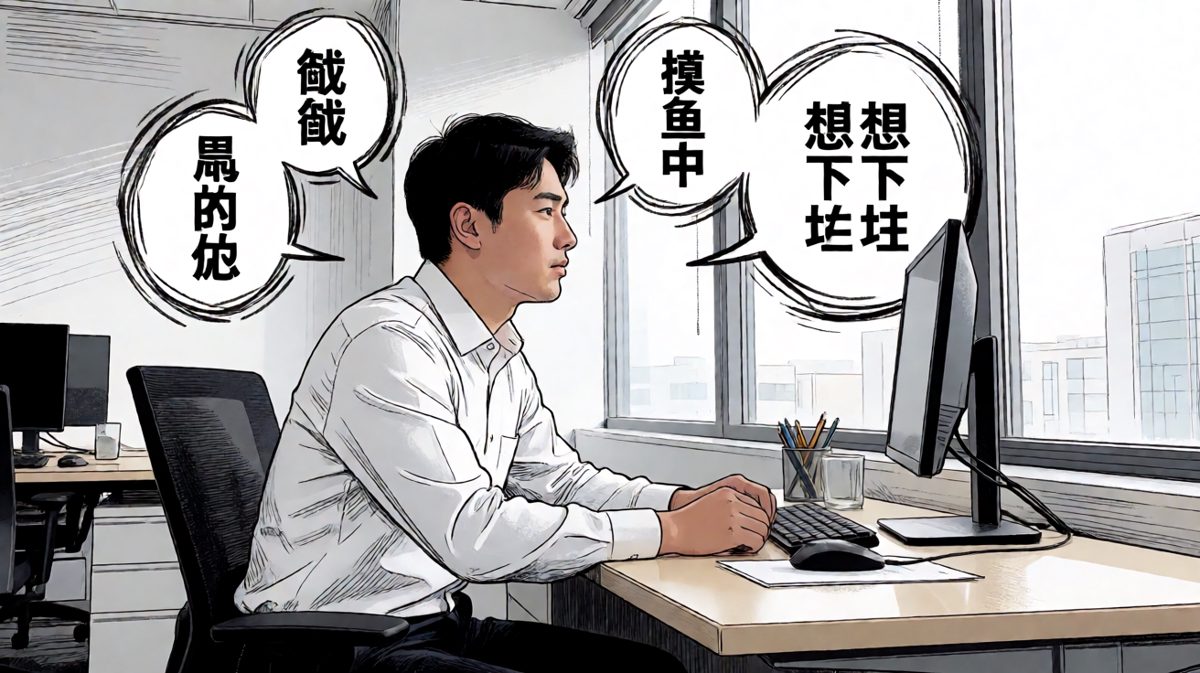 表面上在工作，大脑里已经去环游世界了。
