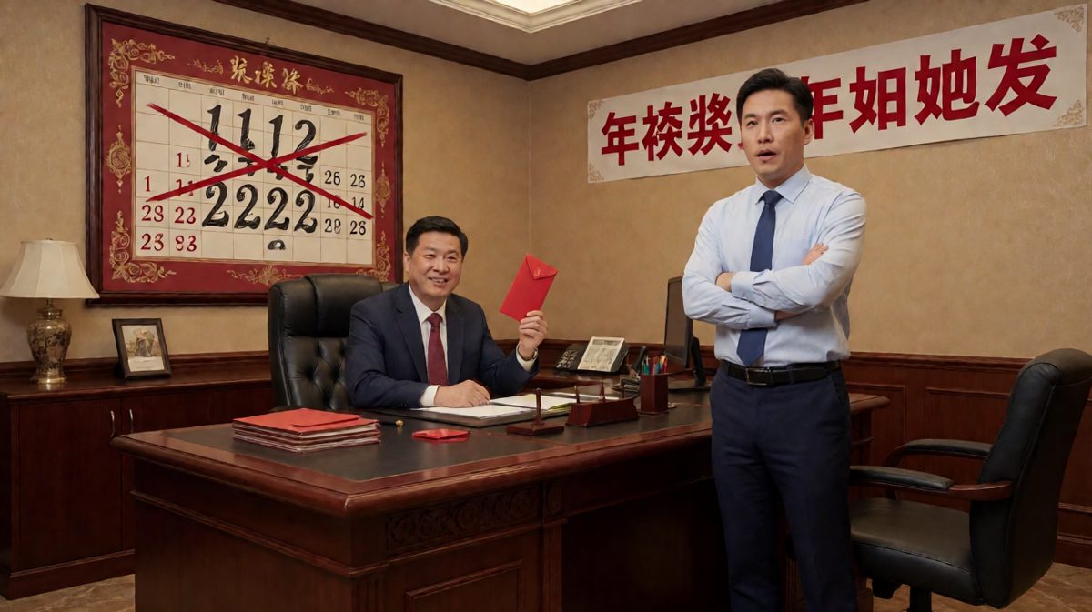 老板神秘兮兮宣布年终奖有惊喜，结果惊喜是把明年的钱先发给你。