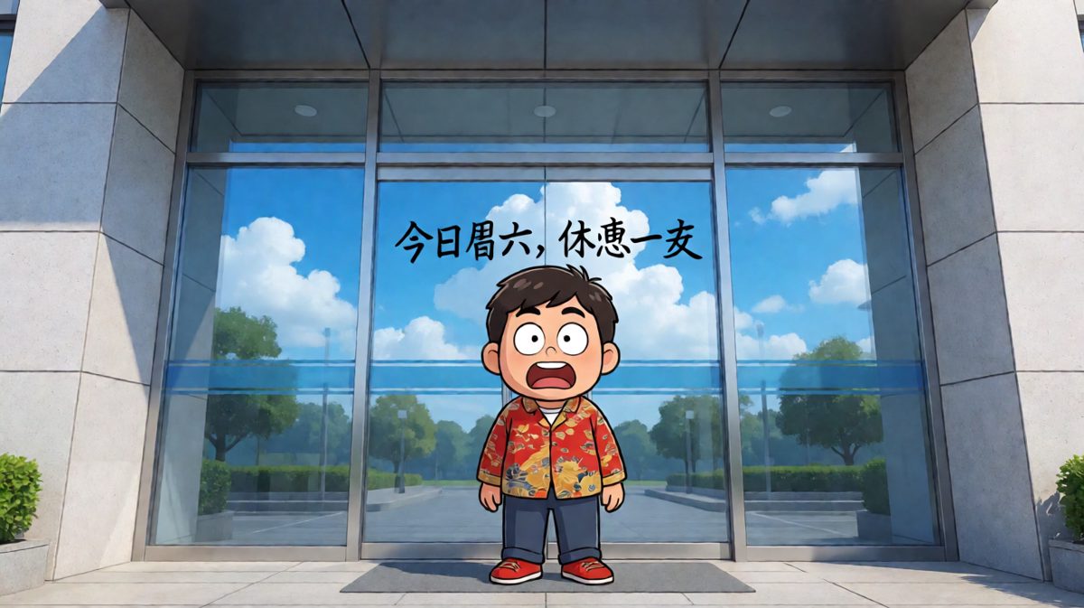 格子2：到公司门口发现大门紧锁，原来今天是周六