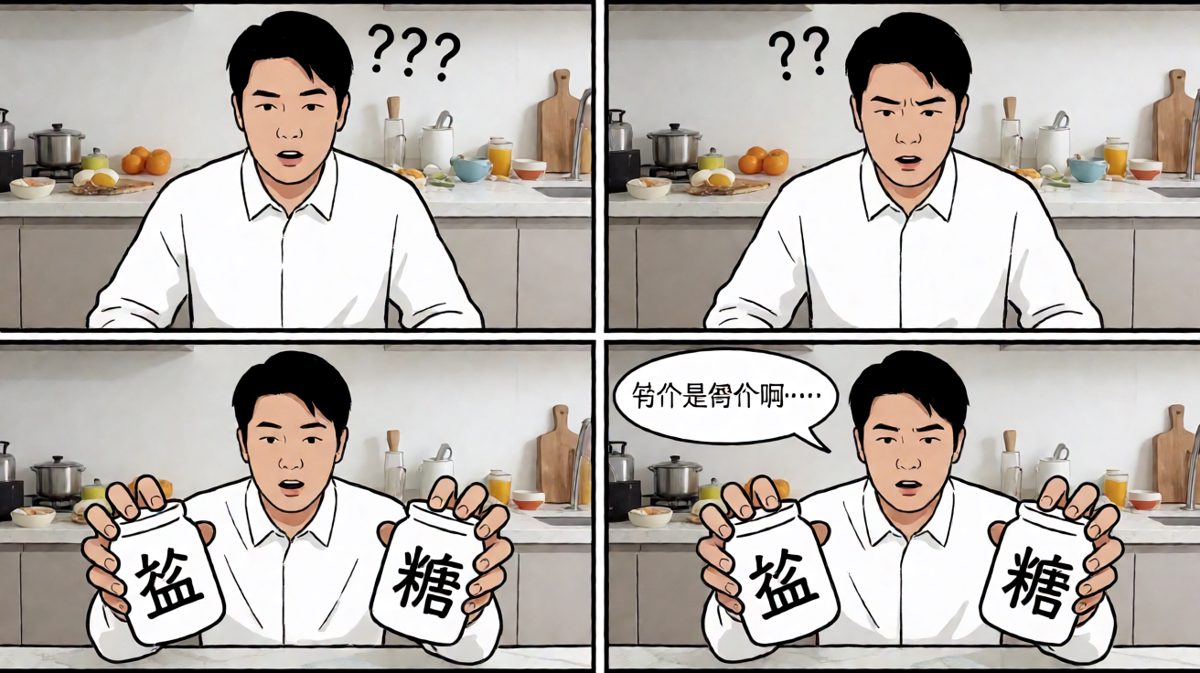 关键时刻却搞混了盐和糖