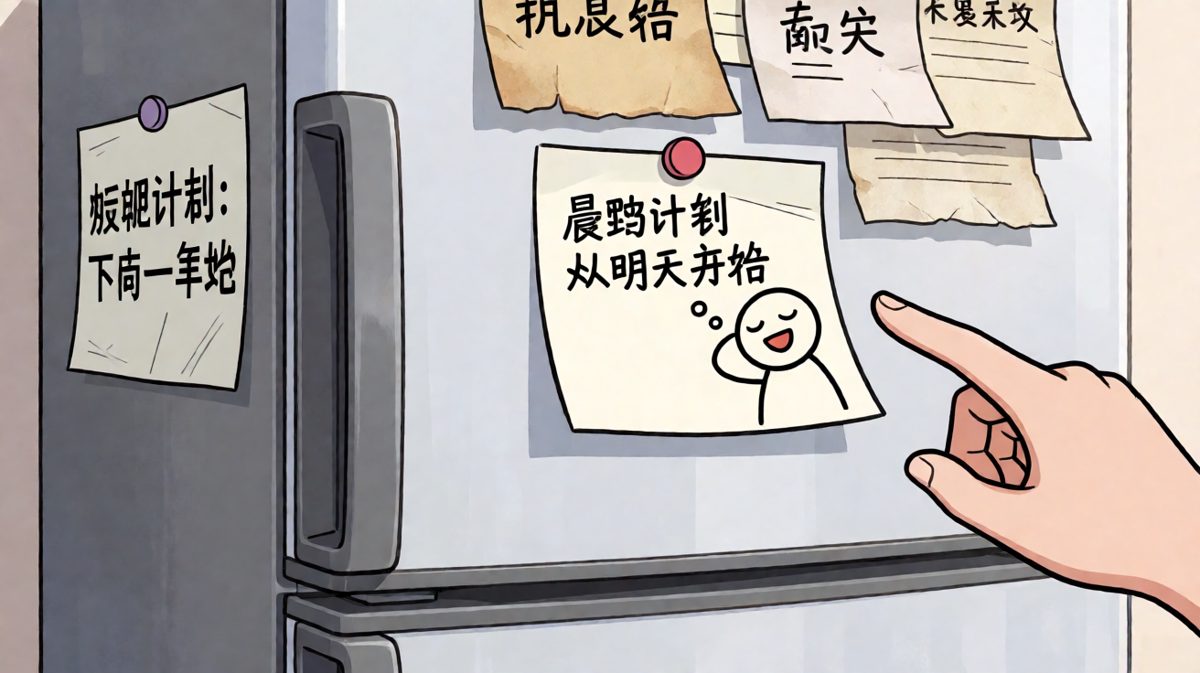 最终方案：把计划贴在冰箱上，然后继续睡