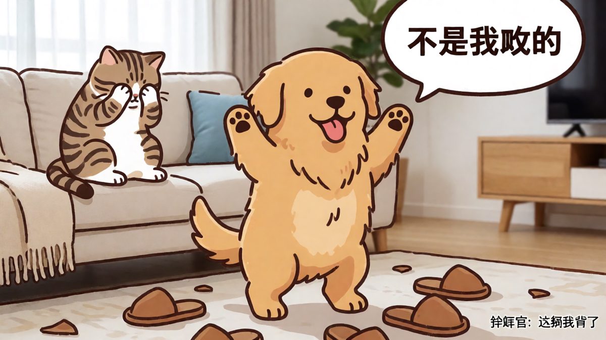 拆家现场，狗子秒变无辜宝宝。