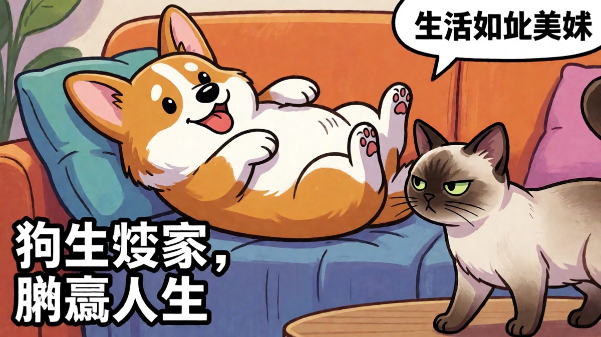 狗生楷模，能躺着绝不坐着。