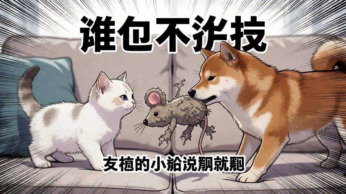 为了一只老鼠，猫狗大战一触即发。