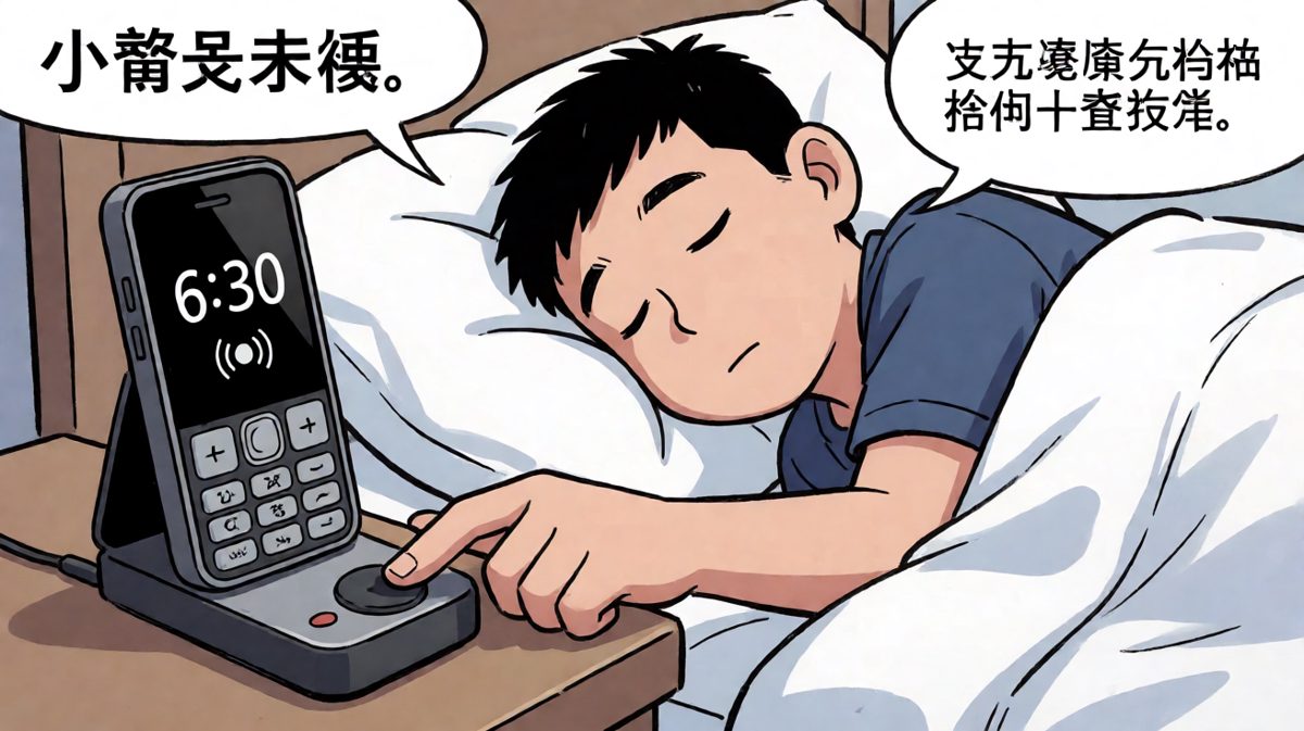 闹钟响起，阿强毫不犹豫地将它关掉，继续沉浸梦乡。
