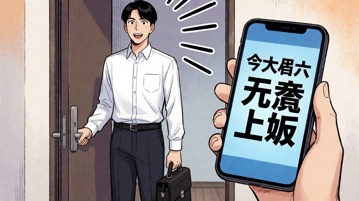 阿强冲出门前看了一眼手机——今天原来是周六。