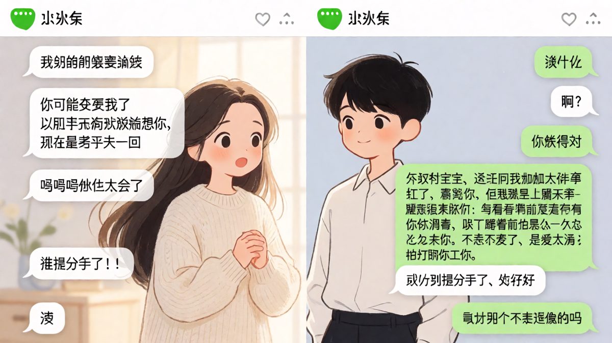 女友假装要分手测试男友，结果被反撩到哭