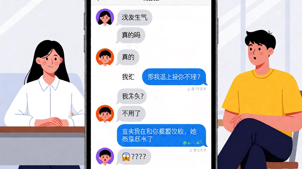 我没生气的潜台词，男生看完沉默了三秒后截图发给兄弟。