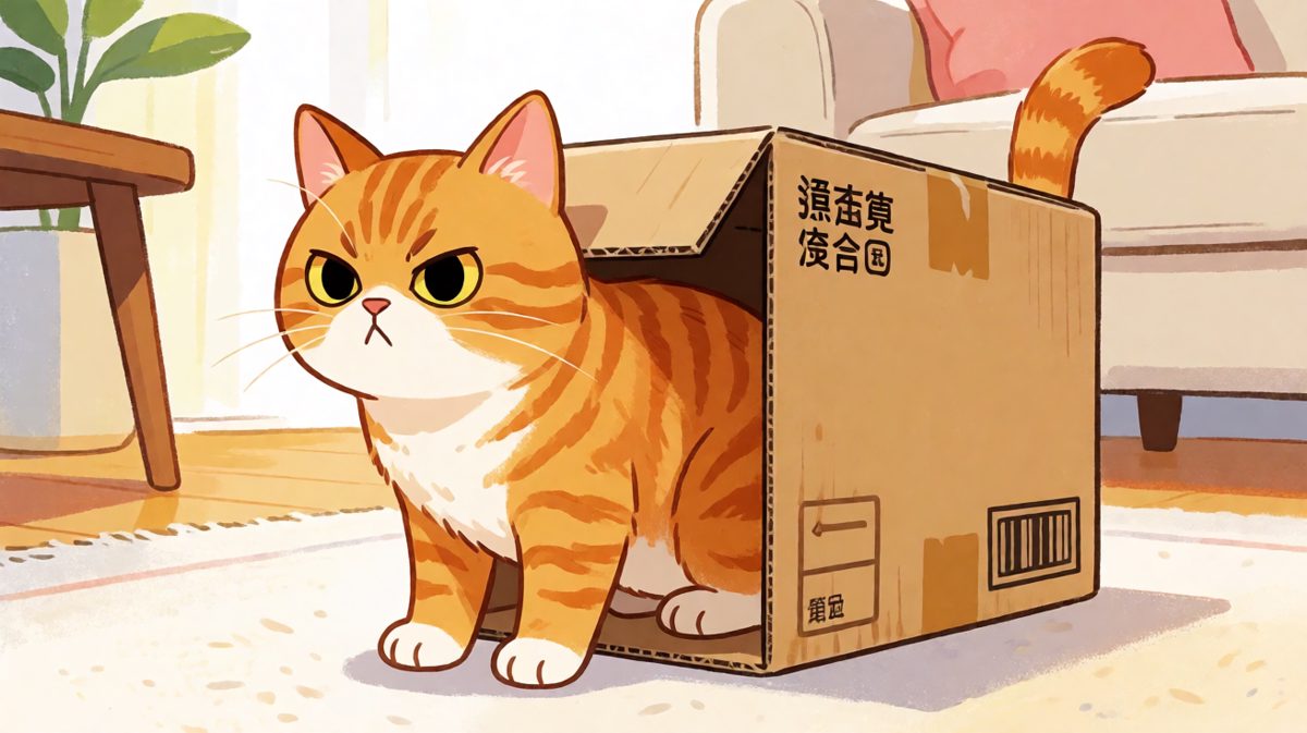 猫：只要我足够努力，纸箱就能装下我全部的智慧。
