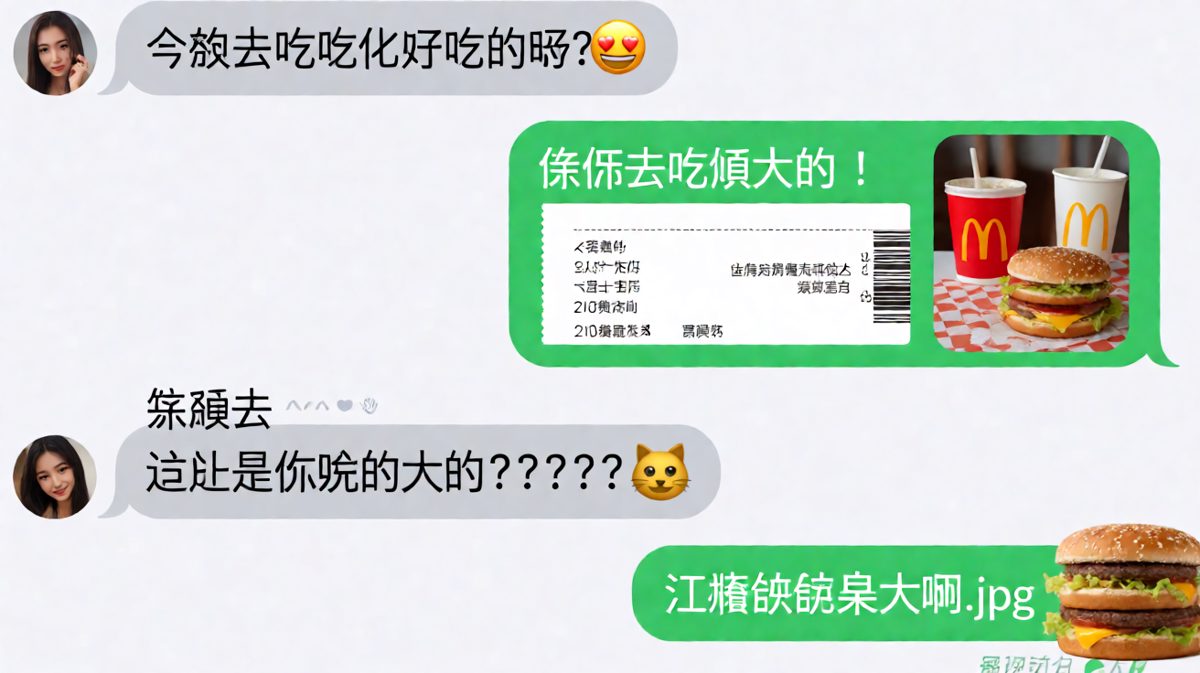 男朋友说的"大餐"是麦当劳巨无霸，女生崩溃表情包连发