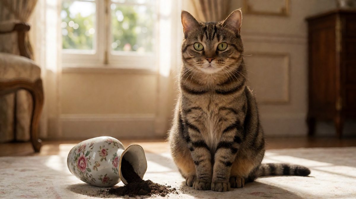 猫：花瓶自己跳的，不关我事