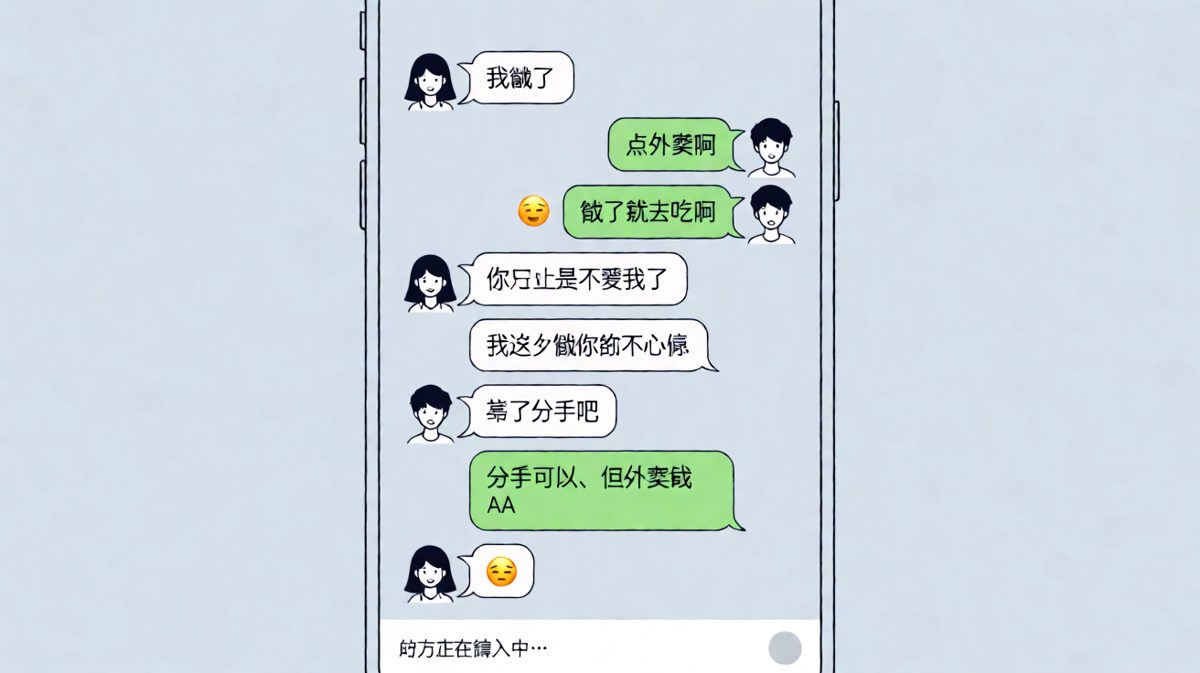 饿到要分手，最后他只想让外卖钱AA