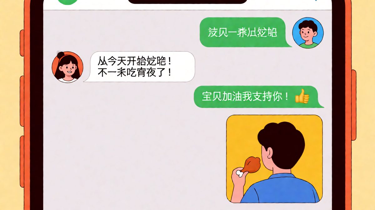 嘴上说减肥，身体却很诚实地在吃炸鸡。