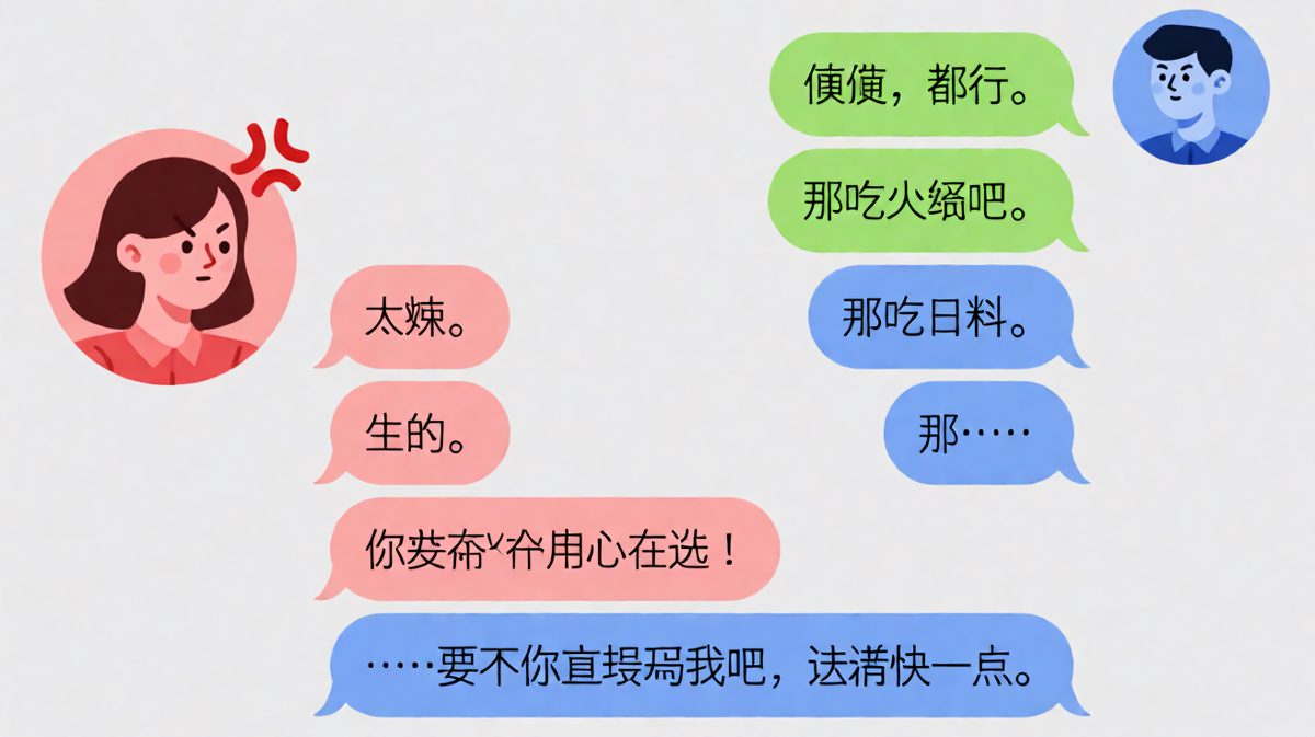 "随便"两个字，是情侣聊天最大的谎言。