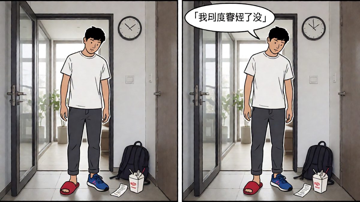 出门前发现鞋穿反了