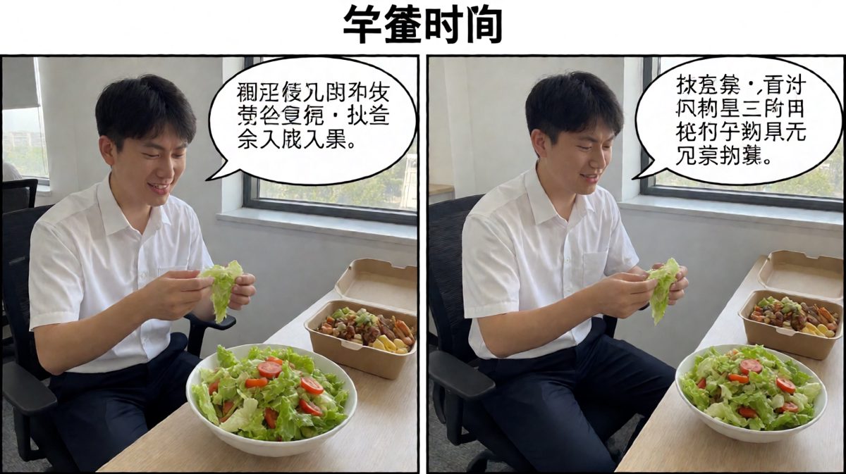 午餐，沙拉难以下咽