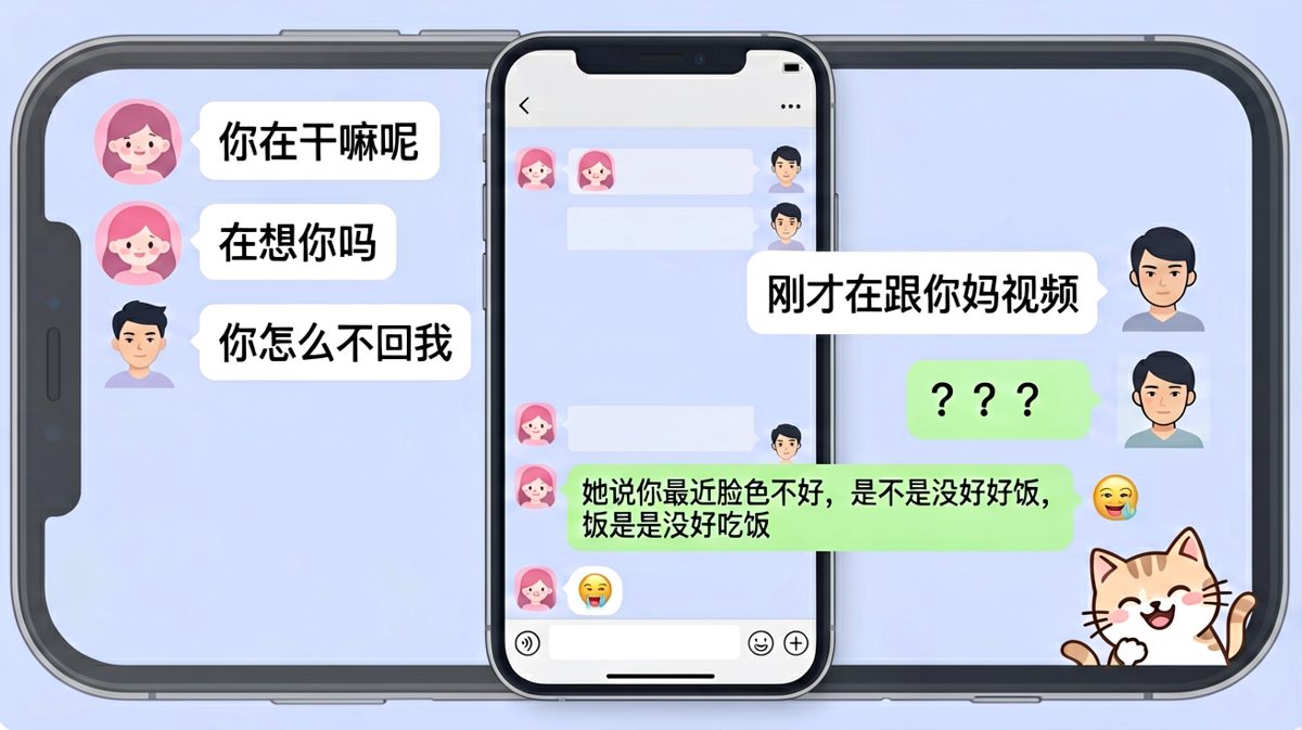 以为男朋友不回消息是在冷暴力，结果人家在跟丈母娘汇报我的状态