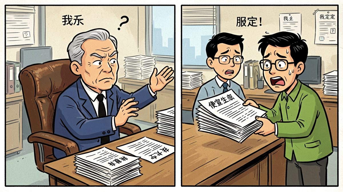 老板：来，给你个挑战自我的机会。员工：什么挑战？老板：这个月把这三个项目的方案全写完。
