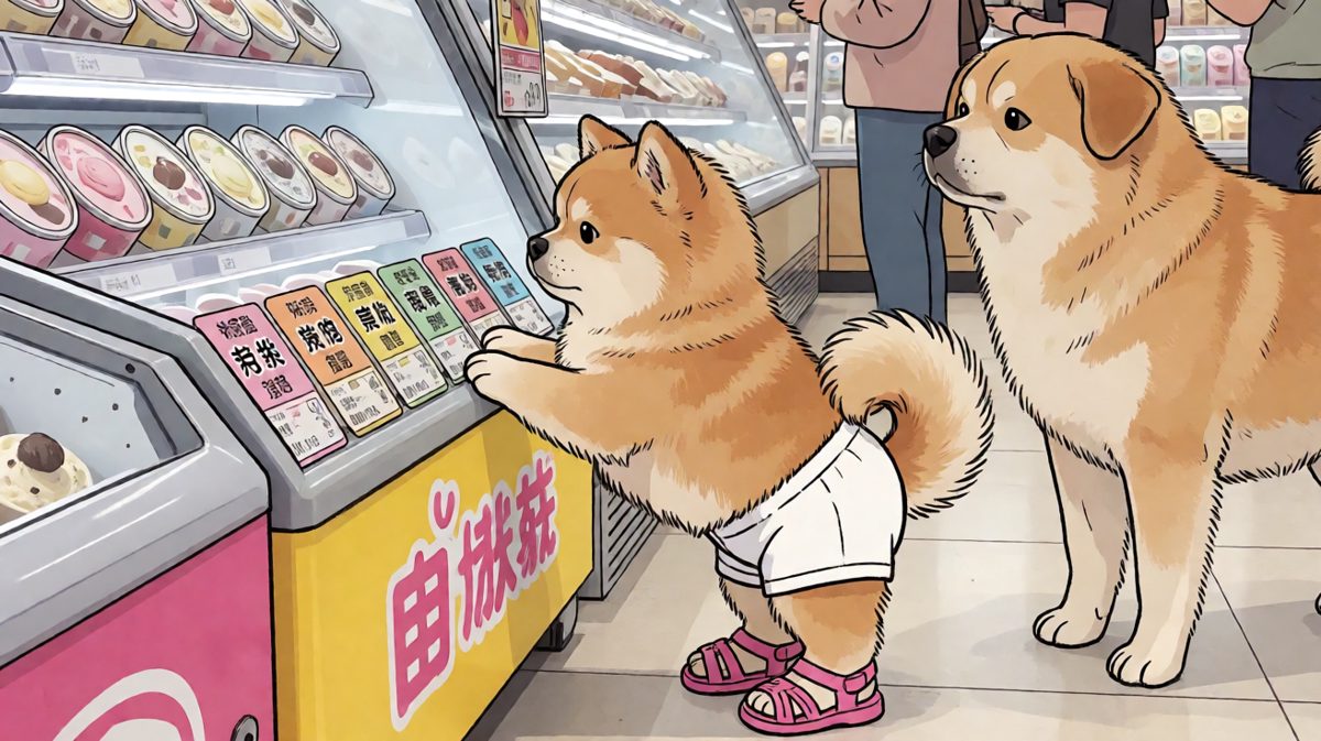 柴犬的购物哲学：冰淇淋要选香草味的