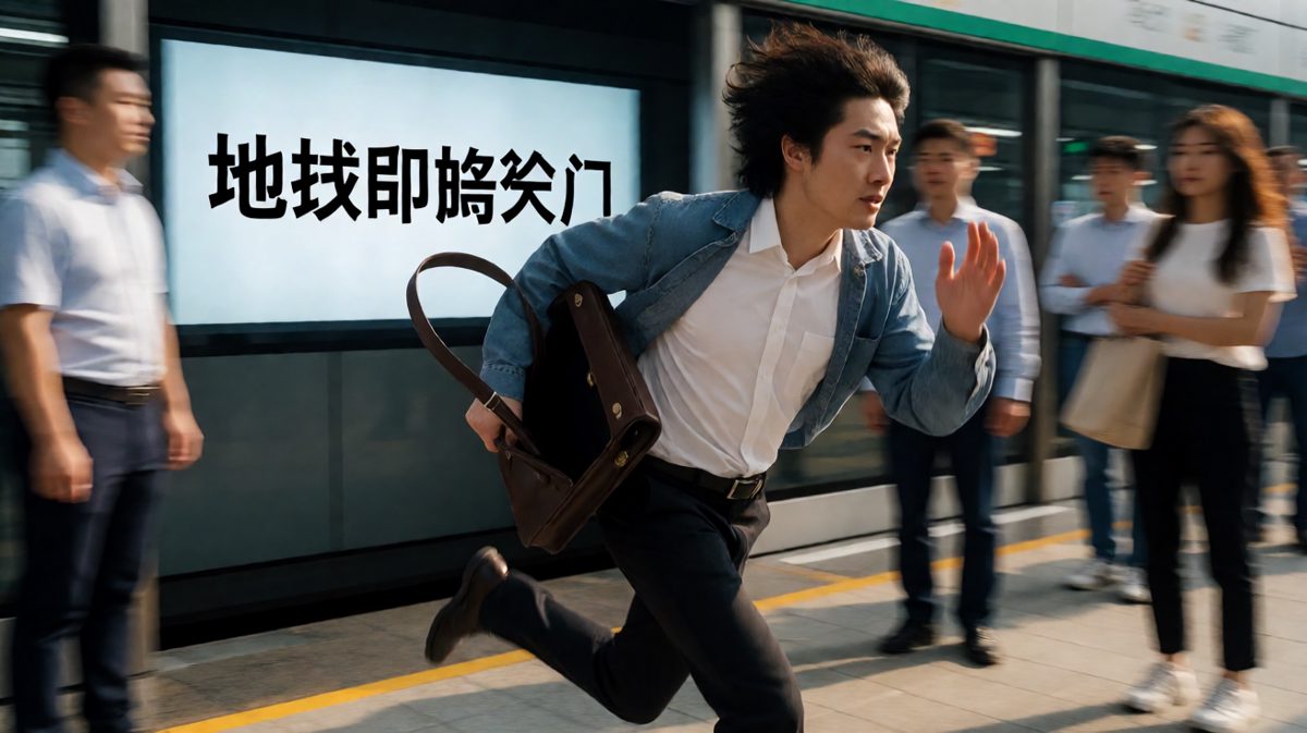 狂奔赶地铁，惊险万分