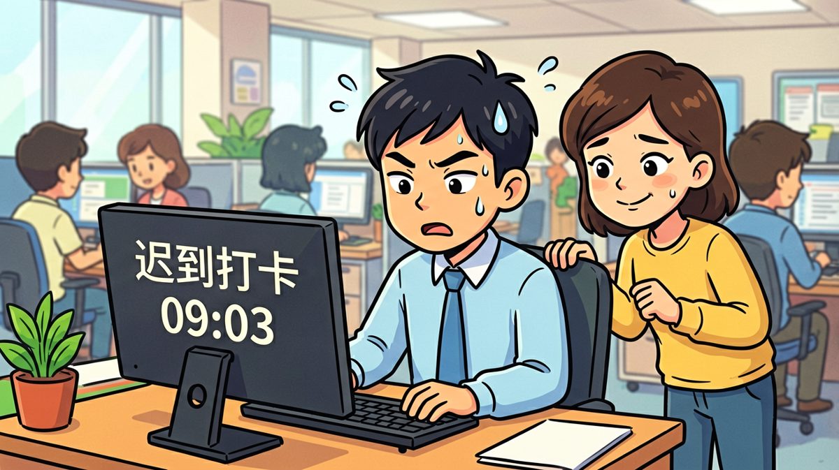 只要我坐得够端正，老板就看不见我迟到