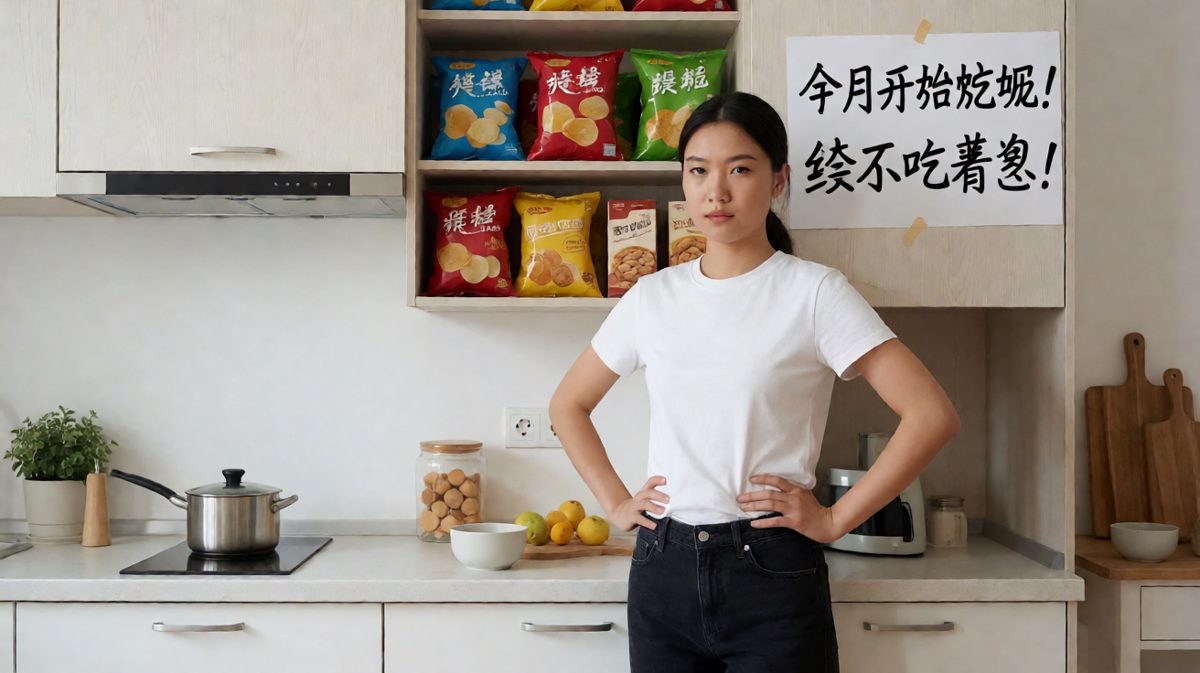 主人立下减肥誓言，把零食统统收进柜子锁好。