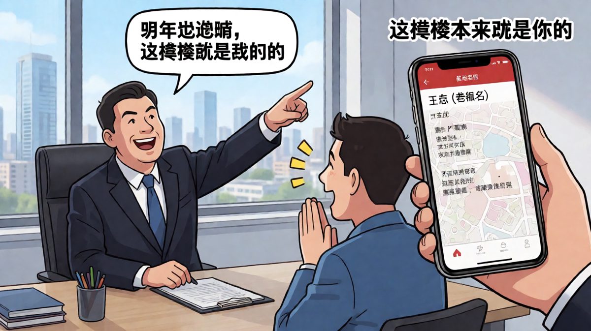 老板说明年楼就是我们的，楼本来就是他的