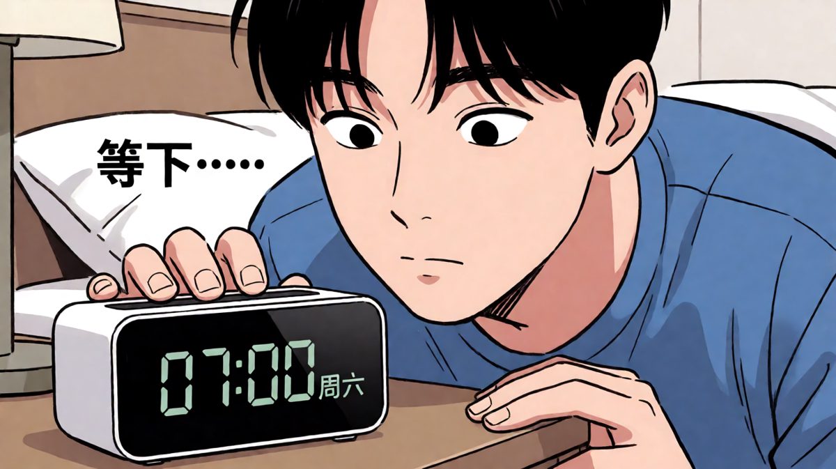 发现今天是周六，表情瞬间凝固。