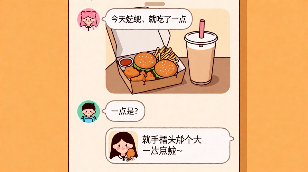 女生减肥就吃了一点——配图却是满桌炸鸡和奶茶