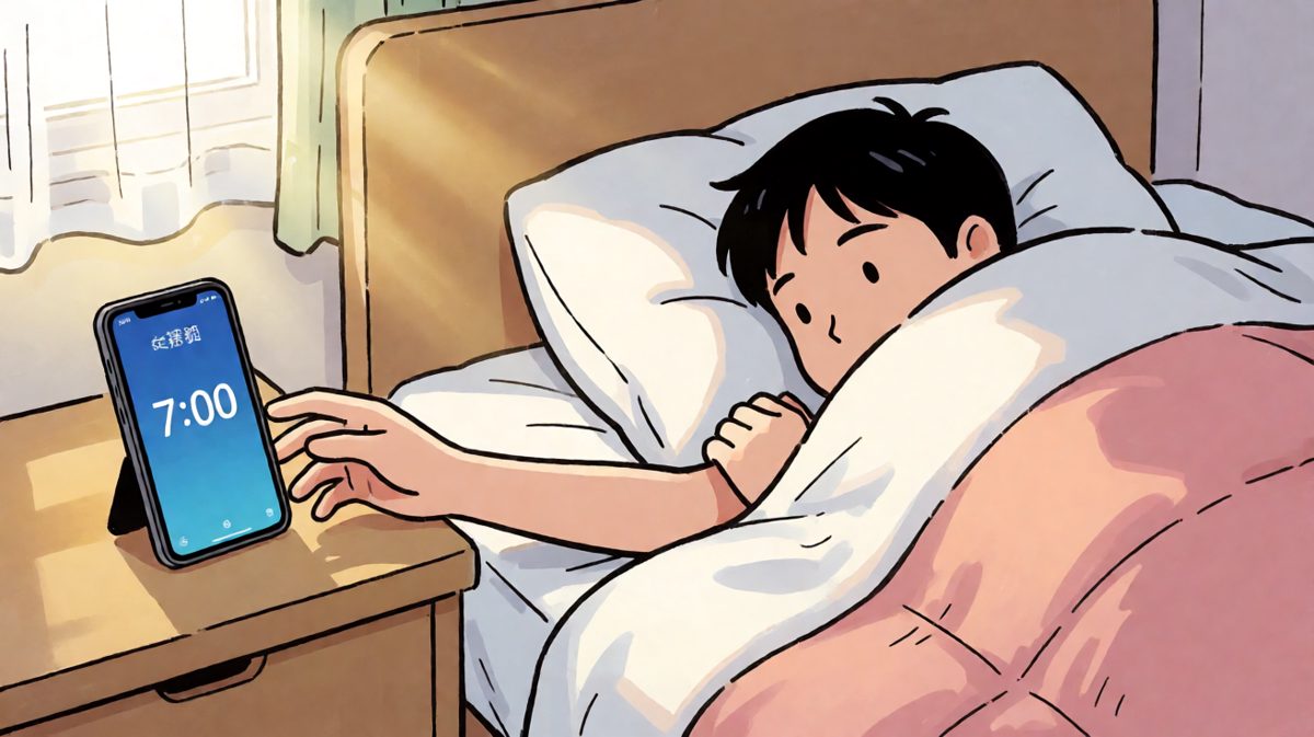 闹钟响起，主角的痛苦从梦中被揪起。