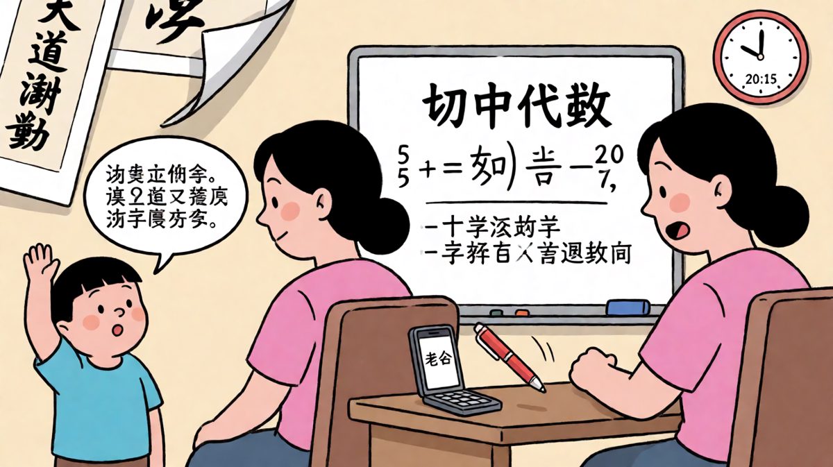 孩子弱弱举手：妈...这是初一的题...