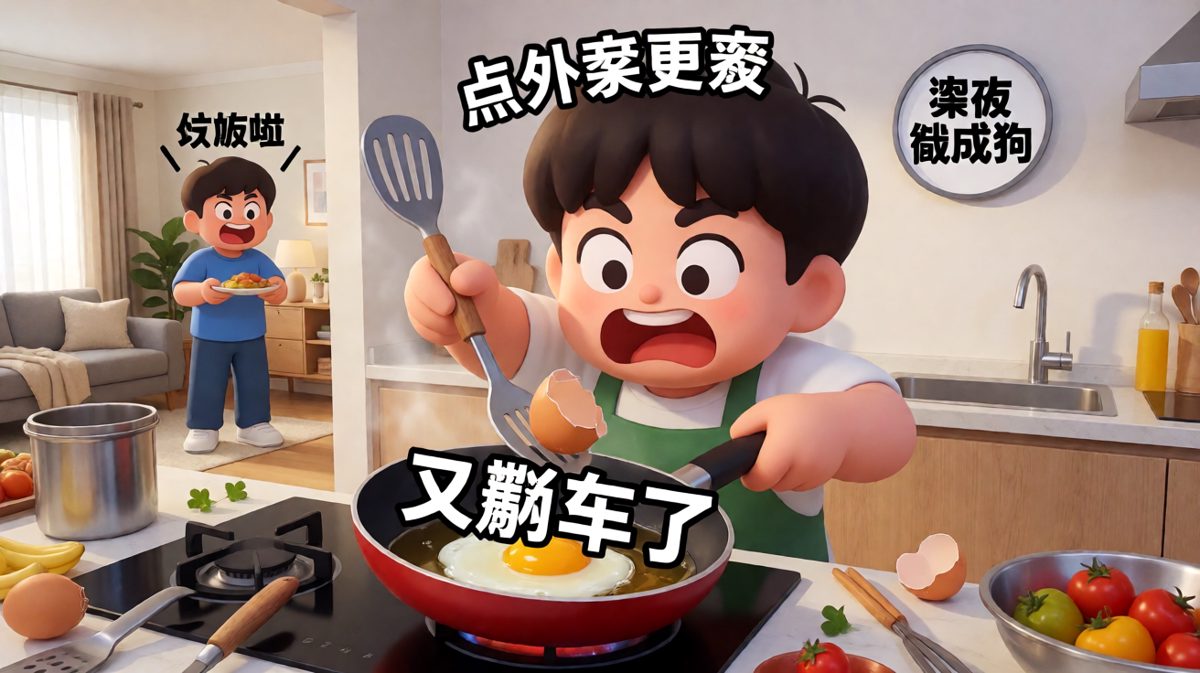 厨房烹饪的翻车现场