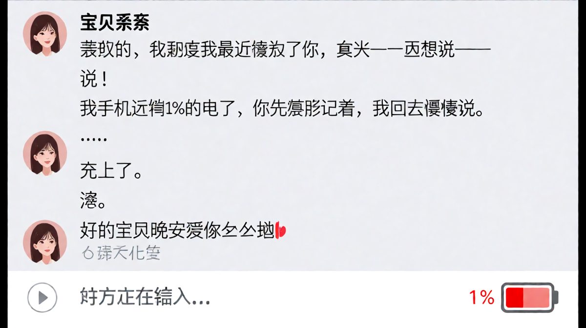 男友说有话要对我讲，结果只剩1%的电。
