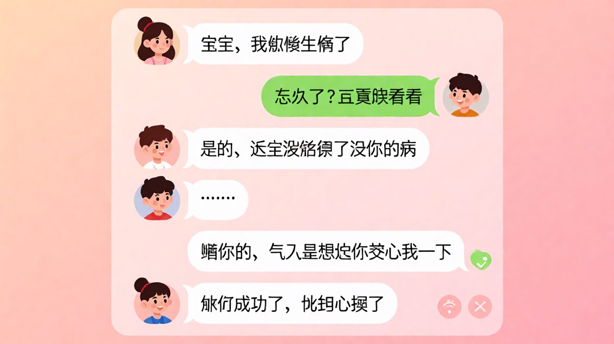 女生用生病撒娇撩男朋友，最后翻车成搞笑对话