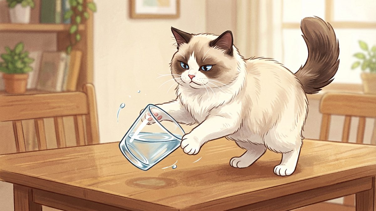 不是我推的，是重力先动的手。——猫：我只是在帮它自由落体