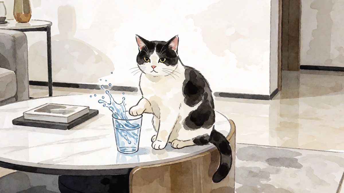 猫：不是我推的，是地球引力先动的手。