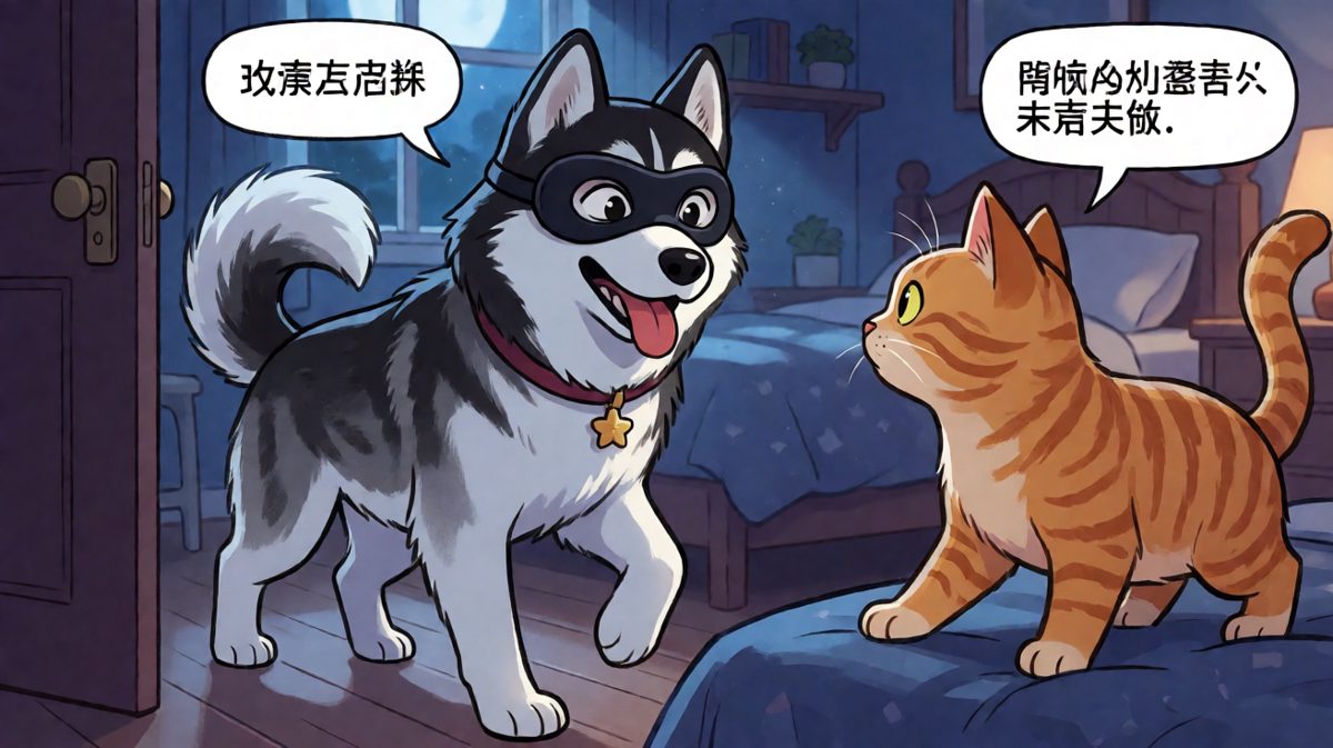 狗：我只是来偷个零食……为什么要看我的脸？！