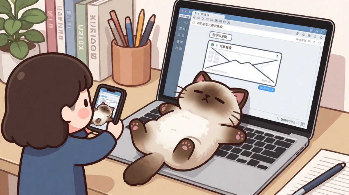 猫：你继续忙，我帮你看着屏幕，这叫陪伴式工作。