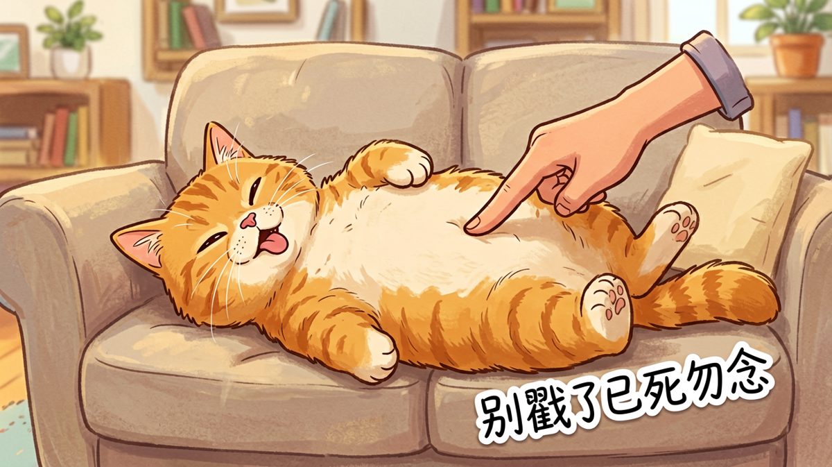 这只猫在练习躺平时获得了满分，但好像忘了怎么起来