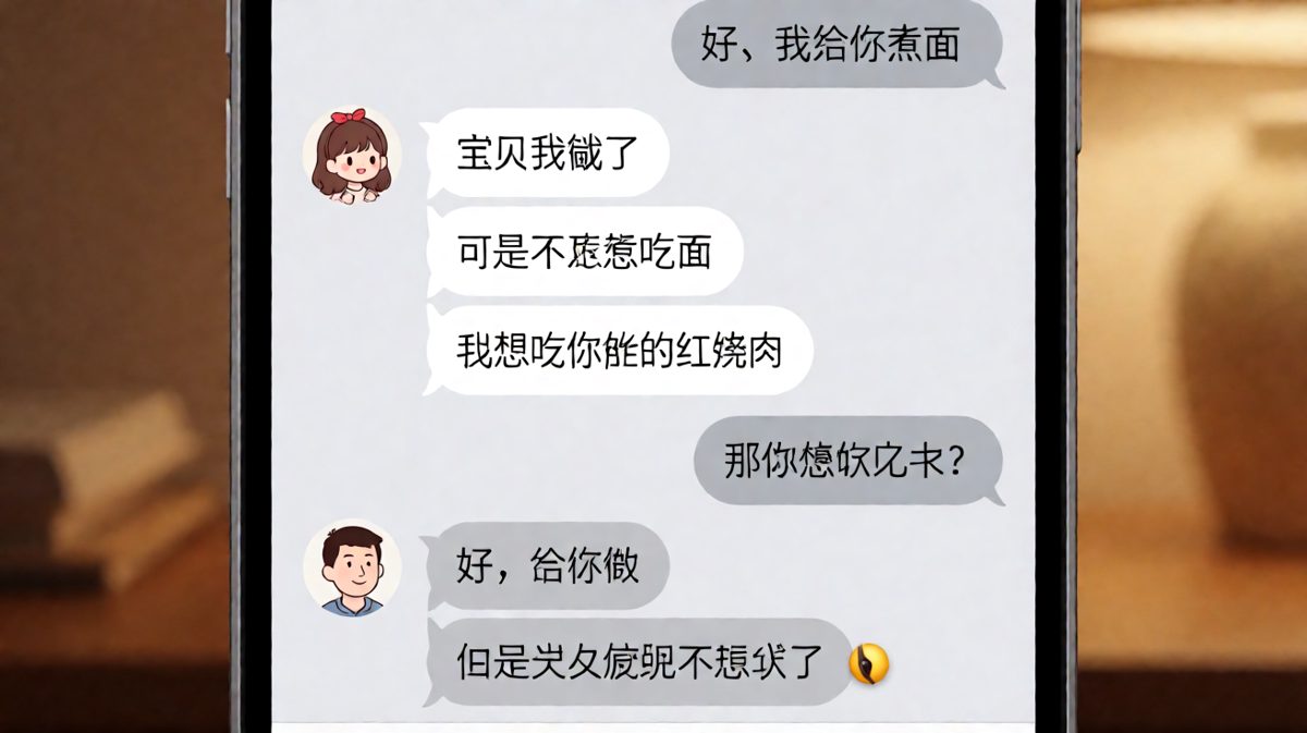 「我饿了但不想吃面也不想吃红烧肉但我在减肥」——当代情侣饿着肚子还能聊出花来