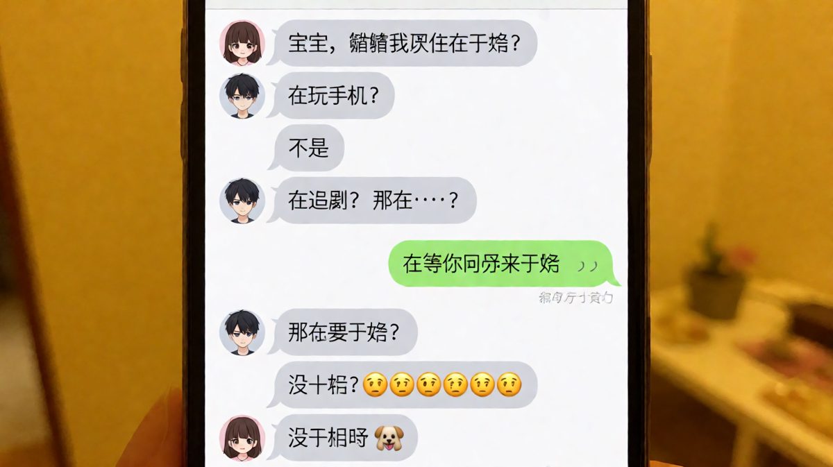 「猜猜我在干嘛」——答案永远是「没干嘛」，但男生已经猜了半个小时